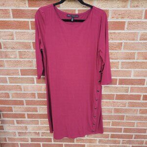 White House Black Market Shirt Dress Women's Size Large Red 3/4 Sleeve